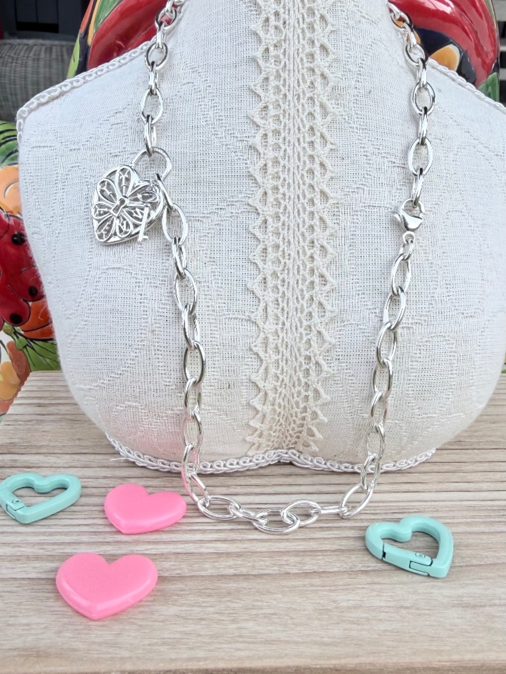 Tiffany & Co. Filigree Heart Key Pendant Necklace in Silver, 18"